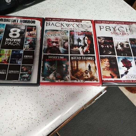 Collection Of 3 Horror DVD Backwood Butchers Psycho Stalkers And Midnight Horror - Picture 1 of 2